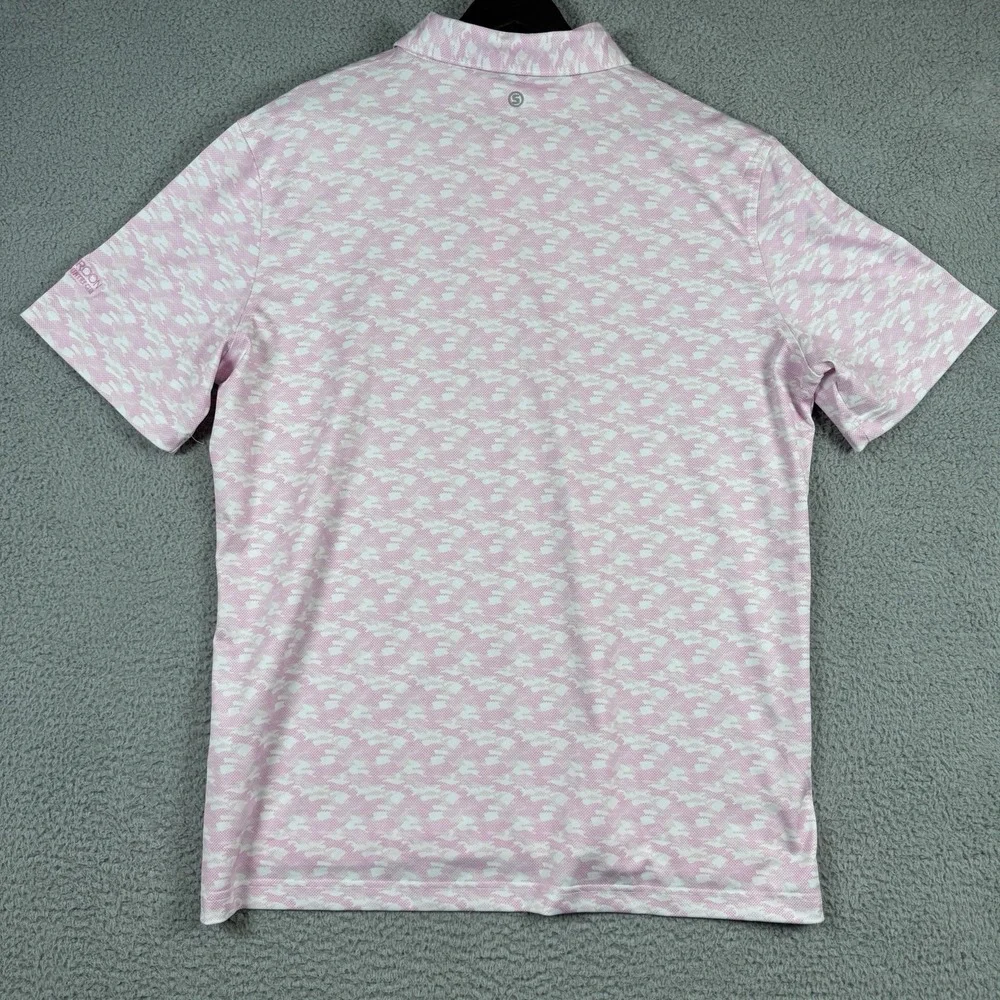Stitch Polo Shirt Mens Large Pink Camo Performance Golf Stretch Troon GC Logo